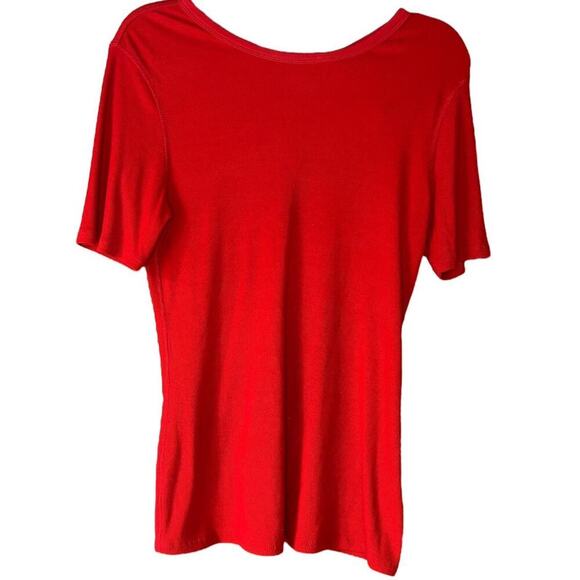 Who What Wear Red Short Sleeve Shirt Lace Up Back - Picture 1 of 5
